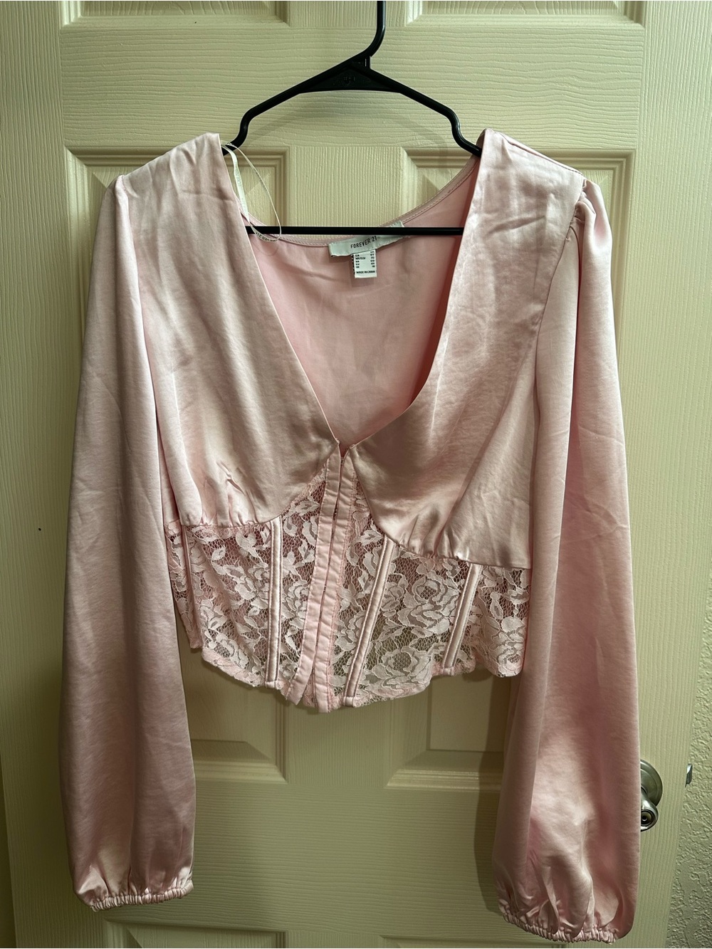 Forever 21 Blush Pink Satin V-Neck Top